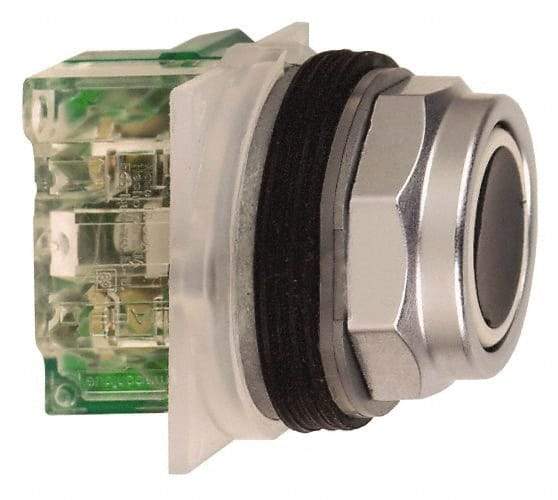 Schneider Electric - 30mm Mount Hole, Flush, Pushbutton Switch with Contact Block - Octagon, Black Pushbutton, Momentary (MO) - All Tool & Supply