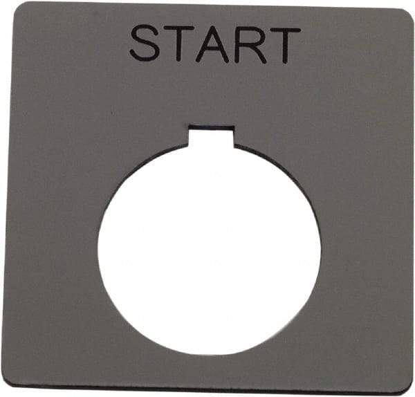 Schneider Electric - Square, Plastic Legend Plate - Start - Silver Background, Black Letters, 1.2 Inch Hole Diameter, 2-1/4 Inch Square - All Tool & Supply