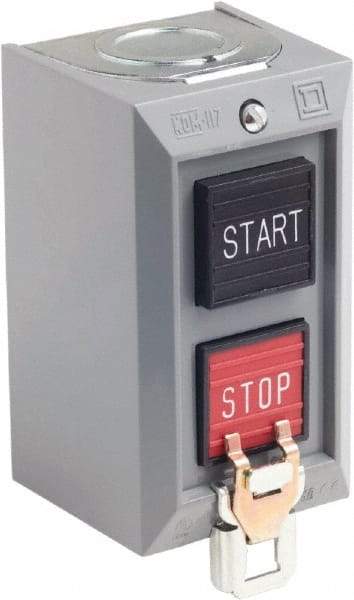 Schneider Electric - 2 Operator, Projecting Pushbutton Control Station - Start, Stop (Legend), Momentary Switch, NO/NC Contact, NEMA 1 - All Tool & Supply