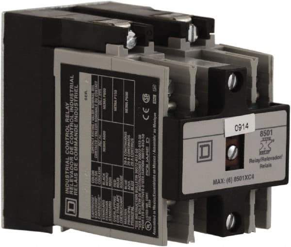 Square D - Electromechanical Screw Clamp General Purpose Relay - 20 Amp at 600 VAC, 4NO, 110 VAC at 50 Hz & 120 VAC at 60 Hz - All Tool & Supply