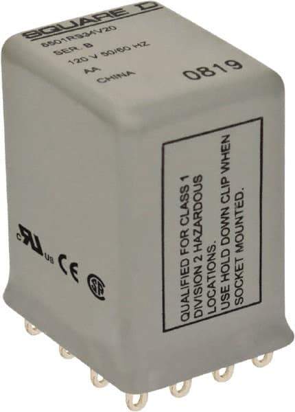 Square D - Electromechanical Plug-in General Purpose Relay - 5 Amp at 240 VAC, 4PDT, 24 VDC - All Tool & Supply