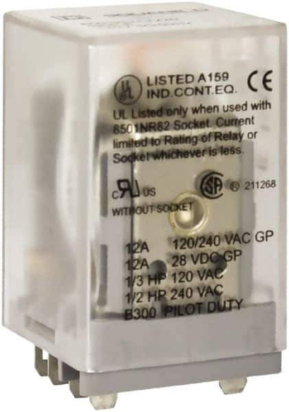 Square D - 1/2 hp at 240 Volt & 1/3 hp at 120 Volt, Electromechanical Spade General Purpose Relay - 10 Amp at 240 VAC, DPDT, 48 VDC - All Tool & Supply