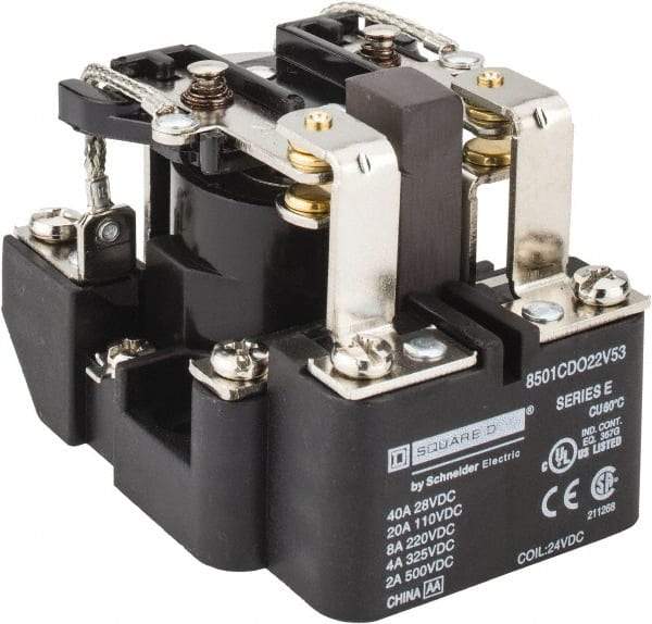 Square D - 10 VA Power Rating, Electromechanical Screw Clamp General Purpose Relay - 10 Amp at 110 V & 4 Amp at 220 V, DPDT, 24 VDC, 63.6mm Wide x 58.8mm High x 79.4mm Deep - All Tool & Supply