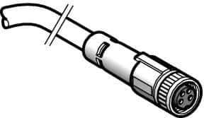 Telemecanique Sensors - 4 Amp, M8 Straight Female Connector Sensor and Receptacle Prewired Connector Sensor and Receptacle - 60 VAC, 75 VDC, 10m Cable Length, IP65, IP67, IP69 Ingress Rating - All Tool & Supply