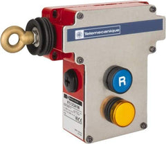 Telemecanique Sensors - 10 Amp, 2NO/2NC Configuration, Left Hand Operation, Rope Operated Limit Switch - Pushbutton Reset, Cable Pull, Pilot Light Indicator, 300 VAC - All Tool & Supply