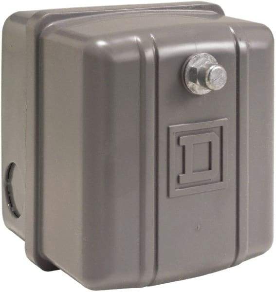 Square D - 1 NEMA Rated, DPST, 125 to 150 psi, Electromechanical, Snap Action Pressure and Level Switch - Adjustable Pressure, 460/575 VAC, 1/4 Inch Connector, Screw Terminal, For Use with Air Compressors, Power Circuits, Water Pumps - All Tool & Supply