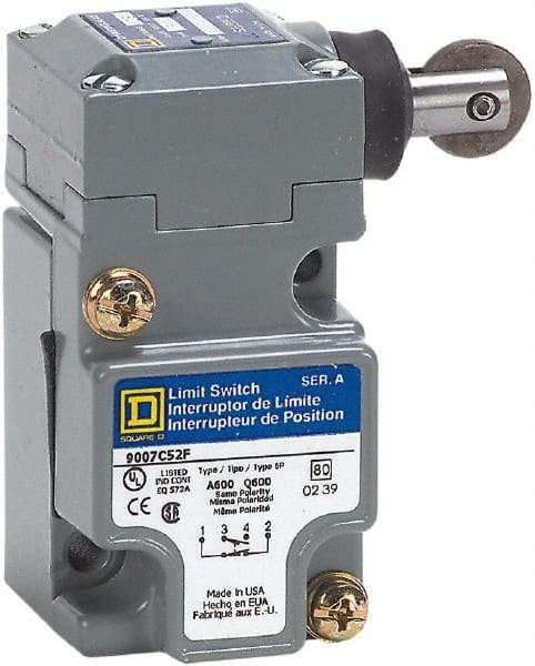 Square D - SPDT, NC/NO, 600 Volt Screw Terminal, Roller Plunger Actuator, General Purpose Limit Switch - 1, 2, 4, 6, 12, 13, 6P NEMA Rating, IP67 IPR Rating - All Tool & Supply