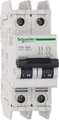 Schneider Electric - 20 Amp, 125 VDC, 240 VAC, 60 VDC, 1 Pole, DIN Rail Mount, Fixed Mount Miniature Circuit Breaker - Thermal Magnetic Trip, Multiple Breaking Capacity Ratings, 73mm Deep x 107mm High x 36mm Wide - All Tool & Supply