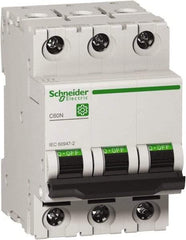 Schneider Electric - 20 Amp, 440 VAC, 3 Pole, DIN Rail Mounted Miniature Circuit Breaker - Magnetic Trip, Multiple Breaking Capacity Ratings, 18-4 AWG, 76mm Deep x 81mm High x 54mm Wide - All Tool & Supply