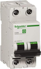 Schneider Electric - 6 Amp, 440 VAC, 2 Pole, DIN Rail Mounted Miniature Circuit Breaker - Magnetic Trip, Multiple Breaking Capacity Ratings, 18-4 AWG, 76mm Deep x 81mm High x 36mm Wide - All Tool & Supply