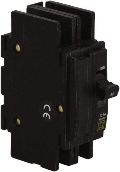 Square D - 60 Amp, 120/240 VAC, 2 Pole, DIN Rail Mounted, Flush Mount, Surface Mount Miniature Circuit Breaker - Thermal Magnetic Trip, 10 kA at 120/240 VAC Breaking Capacity, 14-2 (Aluminum), 14-2 (Copper) AWG, 74mm Deep x 103mm High x 19mm Wide - All Tool & Supply