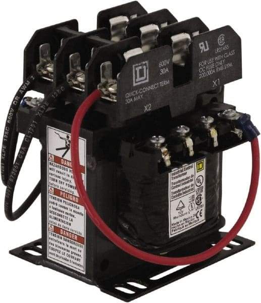 Square D - 75 VA, Top Mount Fuse Block Control Transformer - 50/60 Hz, 3.34 Inch Deep x 4.18 Inch High - All Tool & Supply