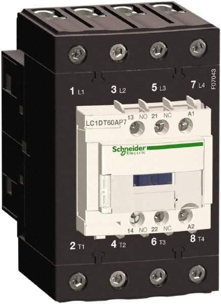 Schneider Electric - 4 Pole, 120 Coil VAC at 50/60 Hz, 60 Amp at 440 VAC, Nonreversible IEC Contactor - Bureau Veritas, CCC, CSA, CSA C22.2 No. 14, DNV, EN/IEC 60947-4-1, EN/IEC 60947-5-1, GL, GOST, LROS, RINA, UL 508, UL Listed - All Tool & Supply