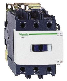 Schneider Electric - 3 Pole, 120 Coil VAC at 50/60 Hz, 80 Amp at 440 VAC, Nonreversible IEC Contactor - Bureau Veritas, CCC, CSA, CSA C22.2 No. 14, DNV, EN/IEC 60947-4-1, EN/IEC 60947-5-1, GL, GOST, LROS, RINA, RoHS Compliant, UL 508, UL Listed - All Tool & Supply