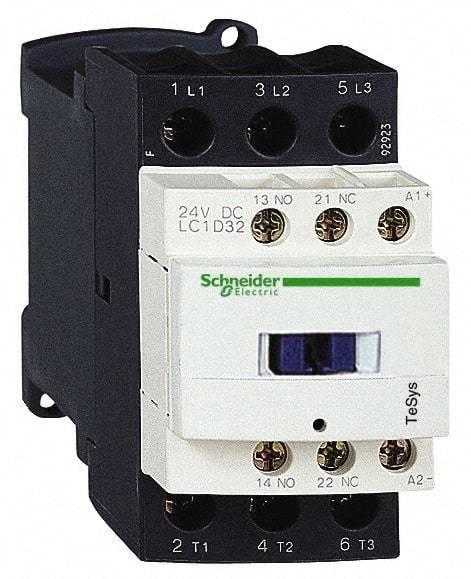 Schneider Electric - 3 Pole, 12 Coil VDC, 32 Amp at 440 VAC and 50 Amp at 440 VAC, Nonreversible IEC Contactor - 1 Phase hp: 2 at 115 VAC, 5 at 230/240 VAC, 3 Phase hp: 10 at 230/240 VAC, 20 at 460/480 VAC, 30 at 575/600 VAC, 7.5 at 200/208 VAC - All Tool & Supply