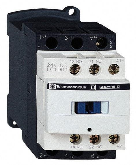 Schneider Electric - 3 Pole, 600 Coil VAC at 50/60 Hz, 25 Amp at 440 VAC and 9 Amp at 440 VAC, Nonreversible IEC Contactor - 1 Phase hp: 0.5 at 115 VAC, 1 at 230/240 VAC, 3 Phase hp: 2 at 200/208 VAC, 2 at 230/240 VAC, 5 at 460/480 VAC, 7.5 at 575/600 VAC - All Tool & Supply