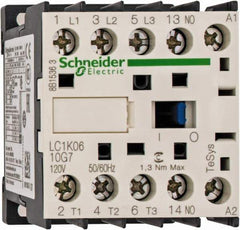 Schneider Electric - 3 Pole, 120 Coil VAC at 50/60 Hz, 6 Amp at 440 VAC, Nonreversible IEC Contactor - BS 5424, CSA, IEC 60947, NF C 63-110, RoHS Compliant, UL Listed, VDE 0660 - All Tool & Supply