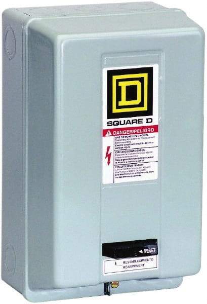 Square D - 110 Coil VAC at 50 Hz, 120 Coil VAC at 60 Hz, 9 Amp, Nonreversible Enclosed Enclosure NEMA Motor Starter - 3 Phase hp: 1-1/2 at 200 VAC, 1-1/2 at 230 VAC, 2 at 460 VAC, 2 at 575 VAC, 1 Enclosure Rating - All Tool & Supply