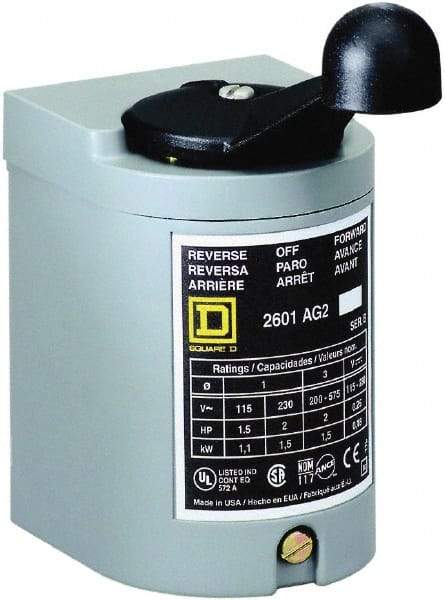 Square D - 250 VDC, 600 VAC Input Volt, Reversing, Drum Switch - CSA, RoHS Compliant, UL Listed - All Tool & Supply