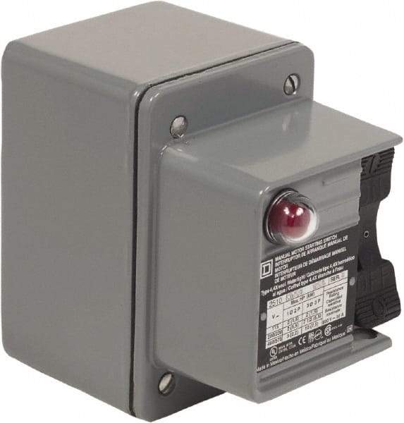 Square D - 3 Poles, 30 Amp, NEMA, Enclosed Toggle Manual Motor Starter - 1 hp at 90 VDC, 10 hp at 460 VAC, 10 hp at 575 VAC, 1-1/2 hp at 230 VDC, 2 hp at 115 VAC, 2 hp at 115 VDC & 7-1/2 hp at 230 VAC, CE, CSA, NEMA 4 & UL Listed - All Tool & Supply