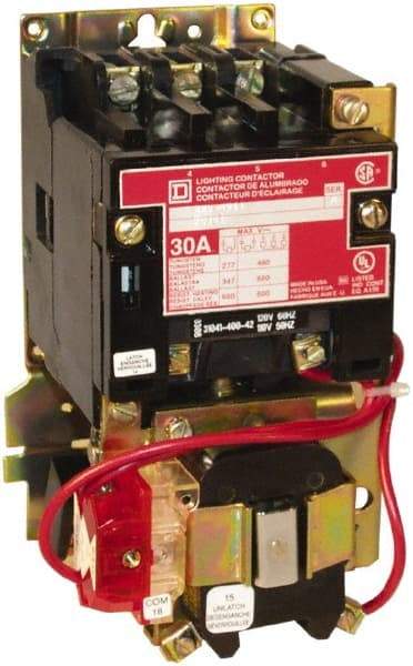 Square D - No Enclosure, 4 Pole, Mechanically Held Lighting Contactor - 30 A (Tungsten), 277 VAC at 60 Hz - All Tool & Supply