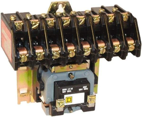 Square D - No Enclosure, 8 Pole, Electrically Held Lighting Contactor - 20 A (Tungsten), 30 A (Fluorescent), 277 VAC at 60 Hz, 8NO Contact Configuration - All Tool & Supply