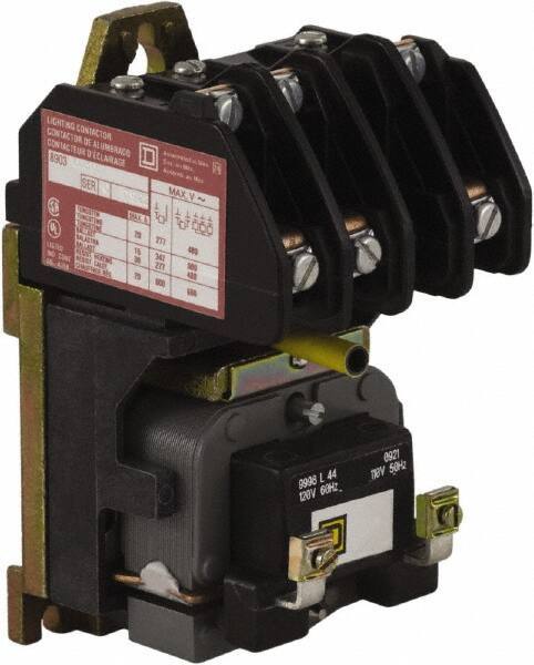 Square D - No Enclosure, 3 Pole, Electrically Held Lighting Contactor - 20 A (Tungsten), 30 A (Fluorescent), 440 VAC at 50 Hz, 480 VAC at 60 Hz, 3NO Contact Configuration - All Tool & Supply