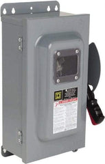 Square D - 60 Amp, 600 VAC, 600 VDC, 3 Pole Fused Safety Switch - NEMA 12 & 3R, 20 hp at 480 VDC (Single Phase), 50 hp at 600 VAC, 30 hp at 600 VDC (Triple Phase) - All Tool & Supply