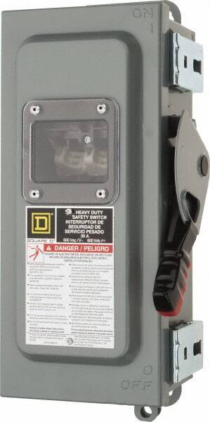 Square D - 30 Amp, 600 VAC/VDC, 3 Pole Nonfused Safety Switch - NEMA 12 & 3R, 10 hp at 600 VAC (Single Phase), 30 hp at 600 VAC (Triple Phase) - All Tool & Supply