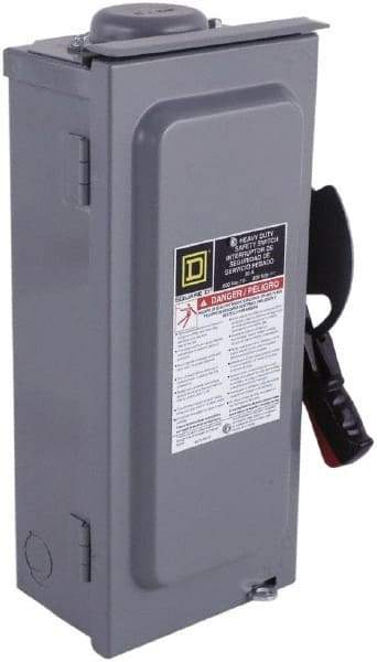 Square D - 100 Amp, 600 VAC/VDC, 3 Pole Nonfused Safety Switch - NEMA 3R, 40 hp at 600 VAC, 50 hp at 600 VDC (Single Phase), 100 hp at 600 VAC, 50 hp at 600 VDC (Triple Phase), 3PST Contact Form - All Tool & Supply