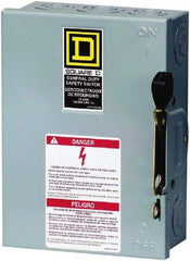 Square D - 30 Amp, 120/240 V, 2 Pole Fused Safety Switch - NEMA 1, 2 hp at 120 VAC, 3 hp at 240 VAC (Single Phase), DPST Contact Form - All Tool & Supply