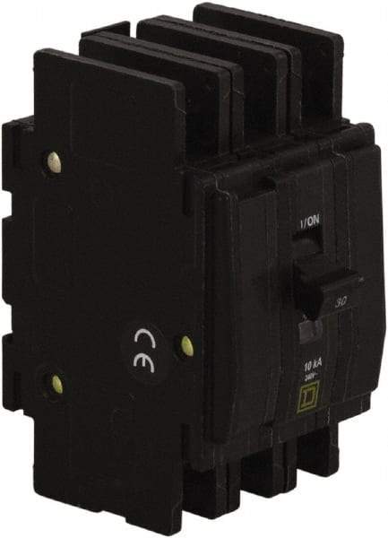 Square D - 15 Amp, 240 VAC, 3 Pole, DIN Rail Mounted, Flush Mount, Surface Mount Miniature Circuit Breaker - Thermal Magnetic Trip, 10 kA at 120/240 VAC Breaking Capacity, 14-2 (Aluminum), 14-2 (Copper) AWG, 74mm Deep x 103mm High x 19mm Wide - All Tool & Supply