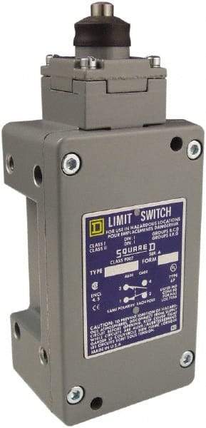 Square D - DPDT, 2NC/2NO, 600 Volt Screw Terminal, Plunger Actuator, General Purpose Limit Switch - 1, 2, 4, 6, 12, 13, 6P NEMA Rating, IP67 IPR Rating - All Tool & Supply