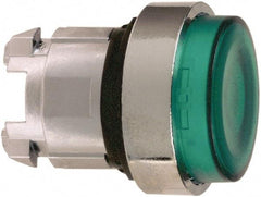 Schneider Electric - 22mm Mount Hole, Extended Straight, Pushbutton Switch Only - Round, Green Pushbutton, Illuminated, Maintained (MA) - All Tool & Supply