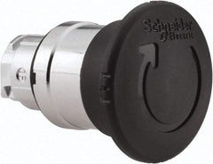 Schneider Electric - 22mm Mount Hole, Extended Mushroom Head, Pushbutton Switch Only - Round, Black Pushbutton, Nonilluminated, Maintained (MA) - All Tool & Supply