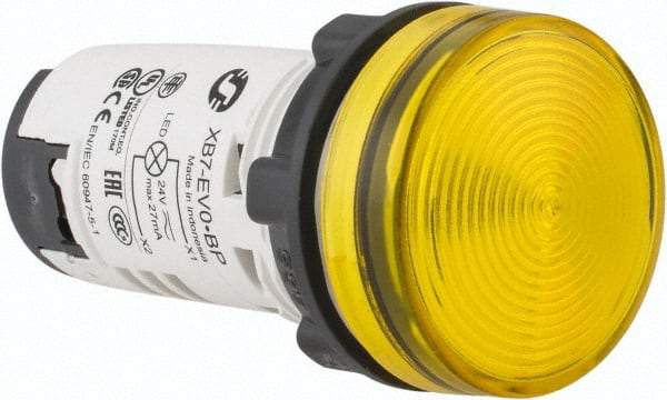 Schneider Electric - 24 V Yellow Lens LED Pilot Light - Round Lens, Screw Clamp Connector, 29mm Wide - All Tool & Supply