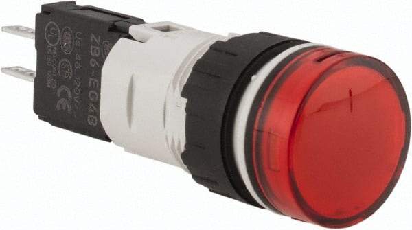 Schneider Electric - 48-120 VAC/VDC Red Lens LED Pilot Light - Round Lens, Quick Connect Connector, 18mm Wide, Vibration Resistant - All Tool & Supply