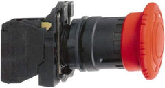 Schneider Electric - 22mm Mount Hole, Extended Mushroom Head, Pushbutton Switch with Contact Block - Round, Red Pushbutton, Maintained (MA), Momentary (MO) - All Tool & Supply