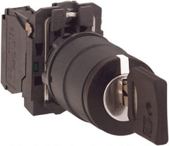 Schneider Electric - 22mm Mount Hole, 2 Position, Key Operated, Selector Switch with Contact Blocks - Maintained (MA), Shock, Vibration and Water Resistant - All Tool & Supply