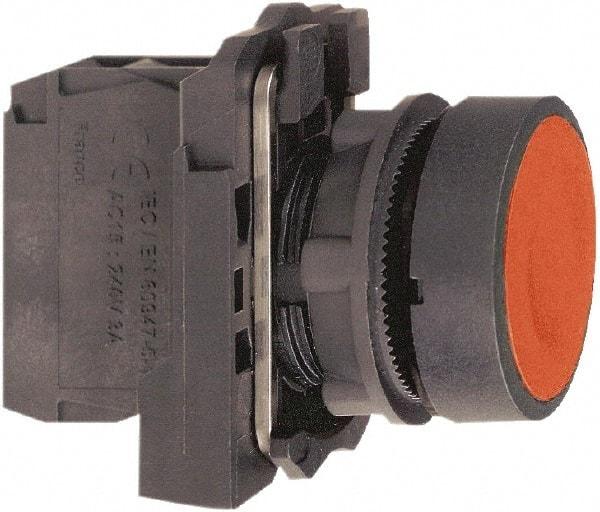 Schneider Electric - 22mm Mount Hole, Flush, Pushbutton Switch with Contact Block - Round, Red Pushbutton, Momentary (MO) - All Tool & Supply