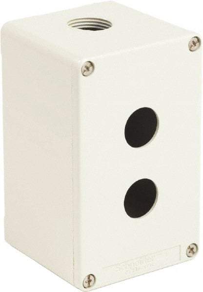 Schneider Electric - 2 Hole, 1.58 Inch Hole Diameter, Zinc Alloy Pushbutton Switch Enclosure - 5.12 Inch High x 3.15 Inch Wide x 3.03 Inch Deep, 4, 13 NEMA Rated - All Tool & Supply