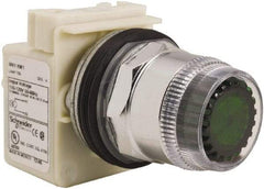 Schneider Electric - 30mm Mount Hole, Extended Straight, Pushbutton Switch Only - Round, Green Pushbutton, Momentary (MO), Weatherproof, Dust and Oil Resistant - All Tool & Supply