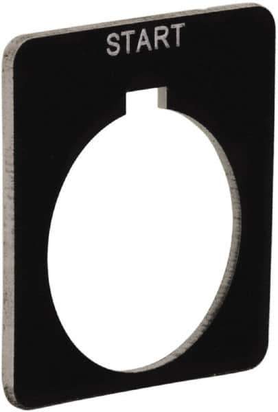 Schneider Electric - Square, Plastic Legend Plate - Start - Black Background, White Letters, 1.2 Inch Hole Diameter, 1-3/4 Inch Square - All Tool & Supply