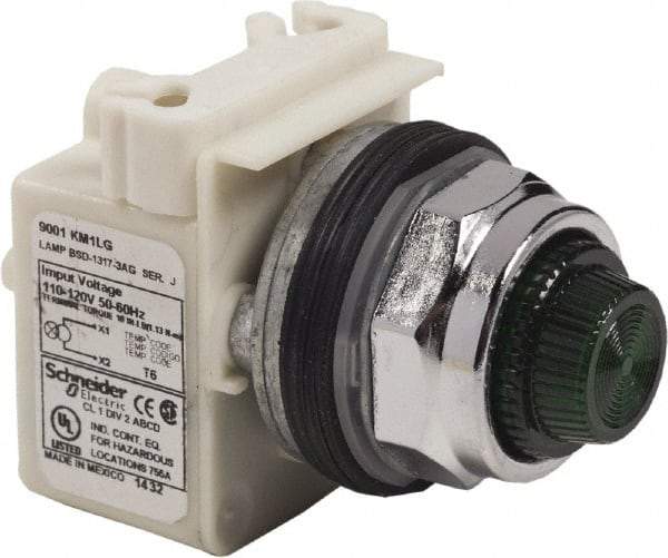 Schneider Electric - 120 VAC Green Lens LED Pilot Light - Round Lens, Screw Clamp Connector - All Tool & Supply