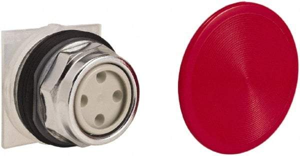 Schneider Electric - 30mm Mount Hole, Extended Straight, Pushbutton Switch Only - Round, Red Pushbutton, Momentary (MO), Weatherproof, Dust and Oil Resistant - All Tool & Supply