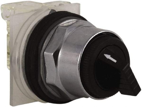 Schneider Electric - 30mm Mount Hole, 2 Position, Knob and Pushbutton Operated, Selector Switch - Black, Maintained (MA), NO/NC, Weatherproof and Dust and Oil Resistant - All Tool & Supply