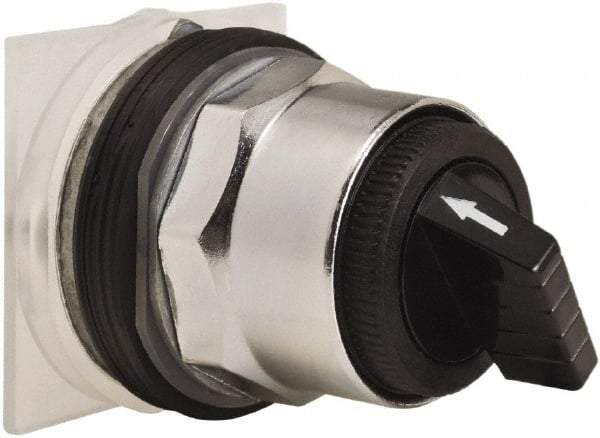 Schneider Electric - 30mm Mount Hole, 2 Position, Knob and Pushbutton Operated, Selector Switch Only - Black, Momentary (MO), without Contact Blocks, Weatherproof and Dust and Oil Resistant - All Tool & Supply