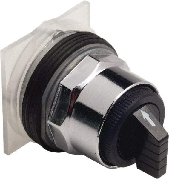 Schneider Electric - 30mm Mount Hole, 3 Position, Knob and Pushbutton Operated, Selector Switch Only - Black, Maintained (MA), without Contact Blocks, Weatherproof and Dust and Oil Resistant - All Tool & Supply