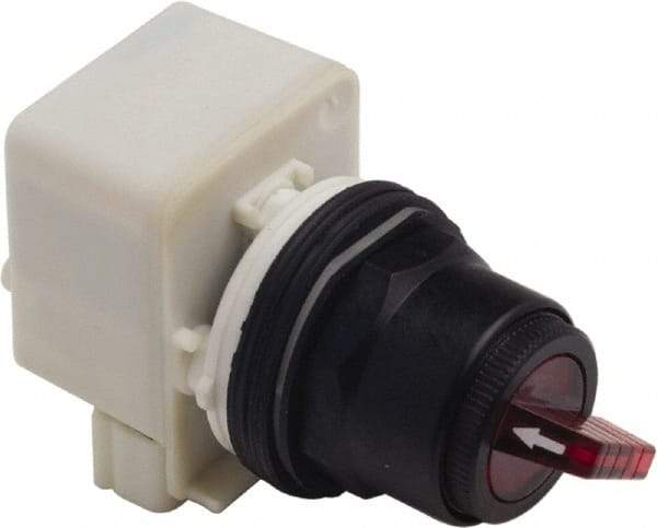 Schneider Electric - 30mm Mount Hole, 2 Position, Knob and Pushbutton Operated, Selector Switch Only - Red, Maintained (MA), without Contact Blocks, Anticorrosive, Weatherproof, Dust and Oil Resistant - All Tool & Supply