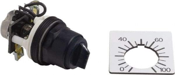 Square D - 1,000 Ohm, 30mm, 300 VAC Potentiometer - 2 Watts, Nonilluminated, Knob Operated, NEMA 4, 13 - All Tool & Supply